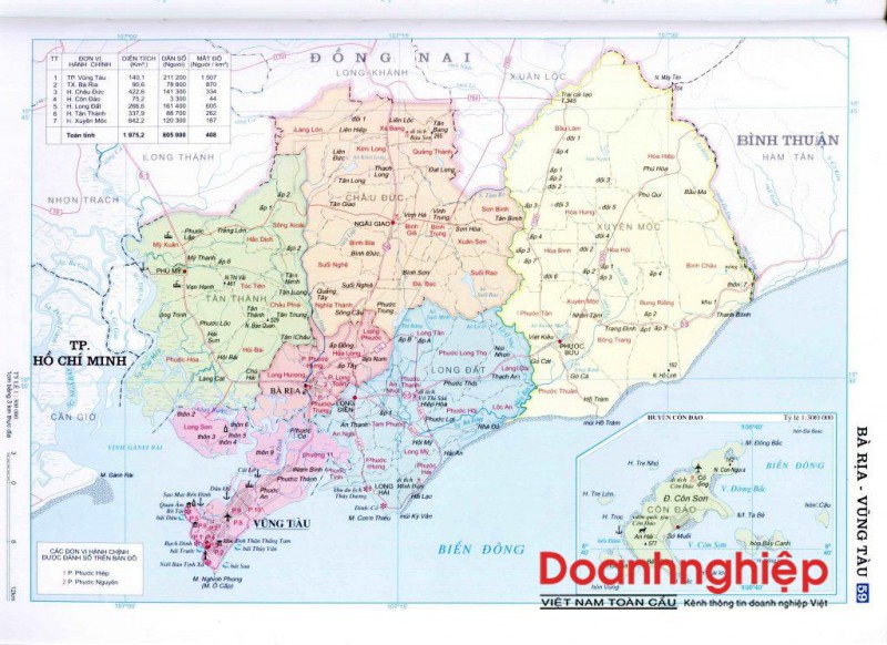 Bản đồ tỉnh Bà Rịa Vũng Tàu và góc nhìn tổng quan