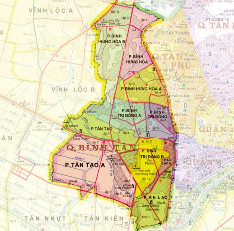 Bản đồ hành chính quận Bình Tân thành phố Hồ Chí Minh