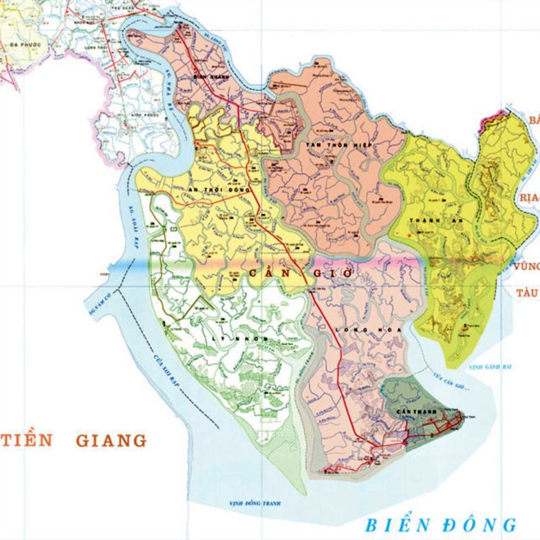 Bản đồ hành chính huyện Cần Giờ thành phố Hồ Chí Minh