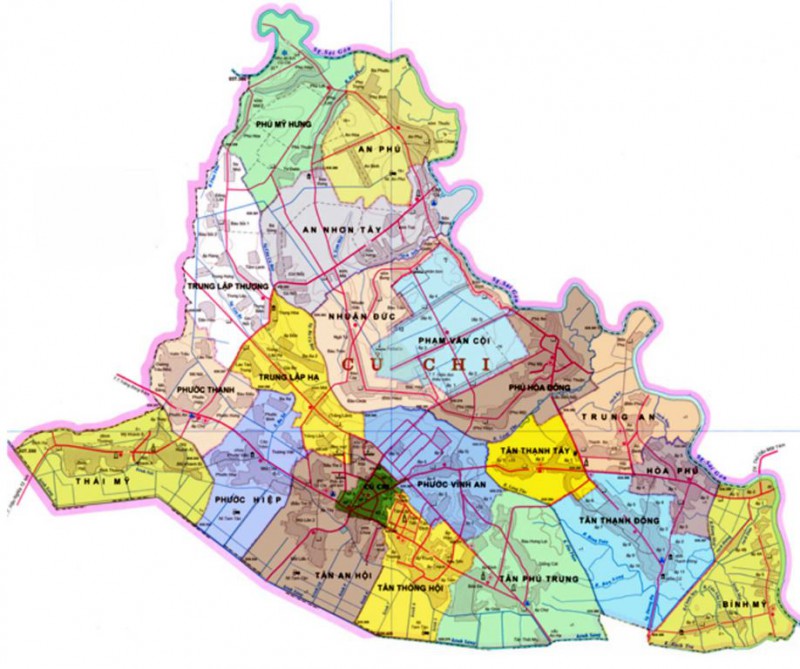 Bản đồ hành chính huyện Củ Chi thành phố Hồ Chí Minh