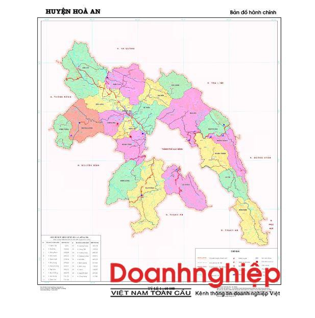 Bản đồ hành chính huyện Hòa An