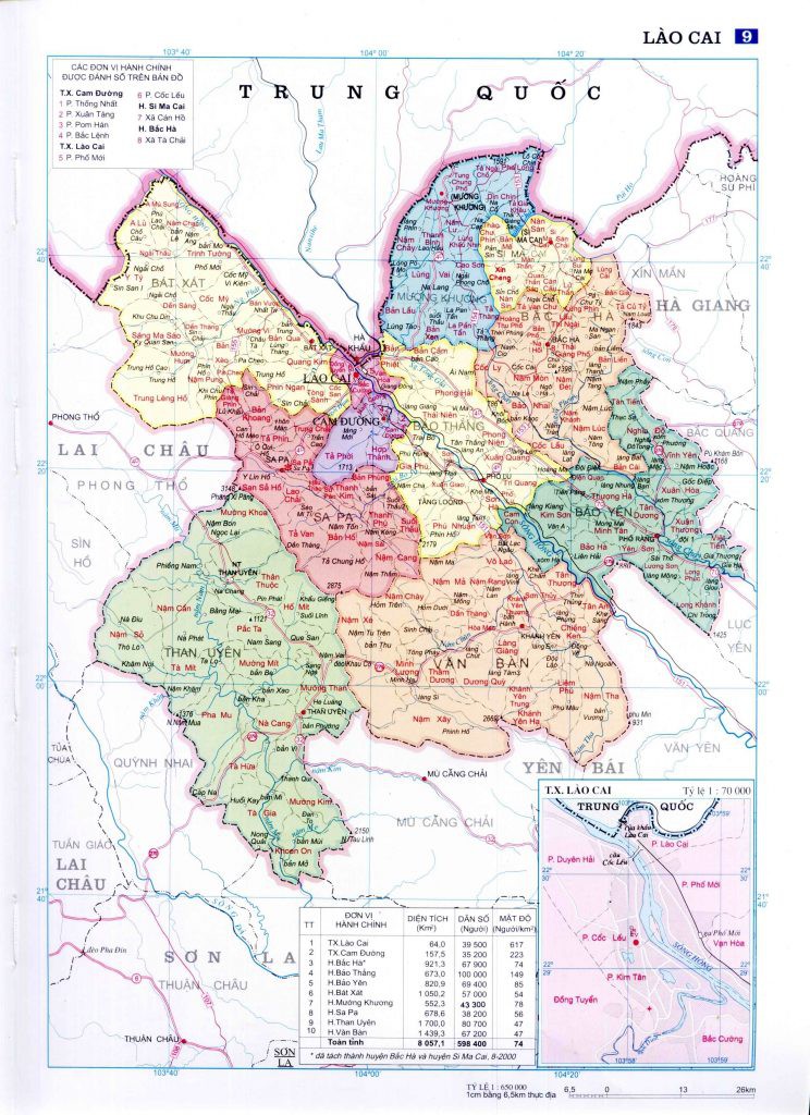 Bản đồ hành chính tỉnh Lào Cai