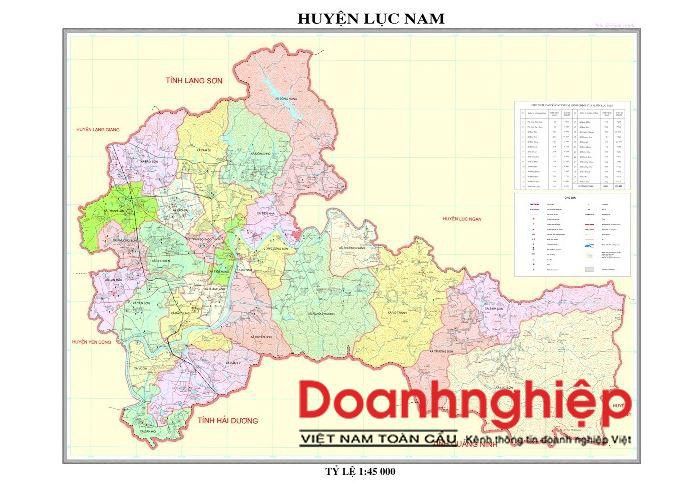 Bản đồ hành chính huyện Lục Nam