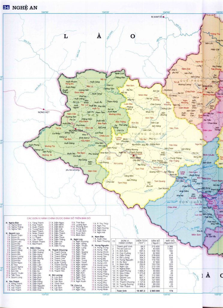 Bản đồ hành chính tỉnh Nghệ An 2