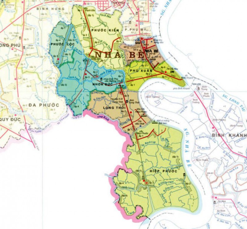 Bản đồ hành chính huyện Nhà Bè thành phố Hồ Chí Minh
