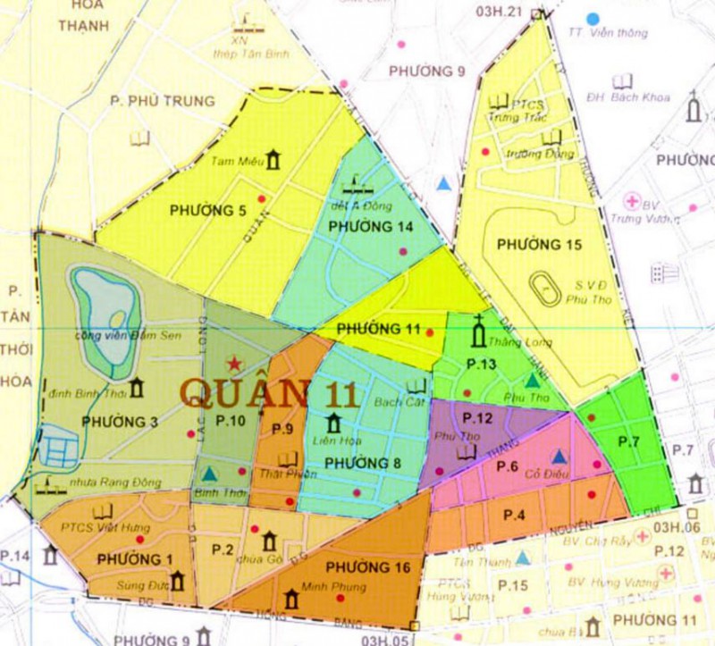 Bản đồ hành chính quận 11 thành phố Hồ Chí Minh