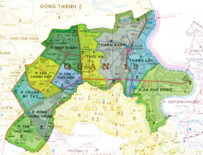 Bản đồ hành chính quận 12 thành phố Hồ Chí Minh