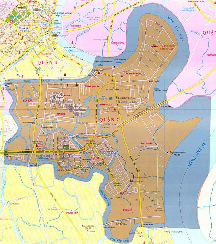 Bản đồ hành chính quận 7 thành phố Hồ Chí Minh