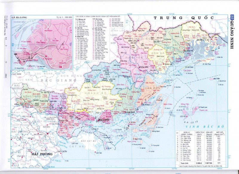 Bản đồ hành chính tỉnh Quảng Ninh