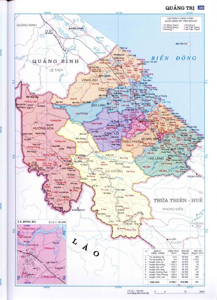 Bản đồ hành chính tỉnh Quảng Trị