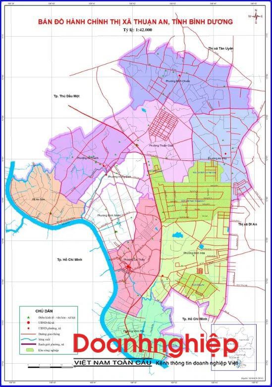 Bản đồ hành chính Thị xã Thuận An