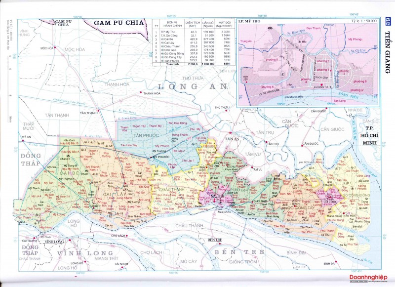 Bản đồ hành chính tỉnh Tiền Giang