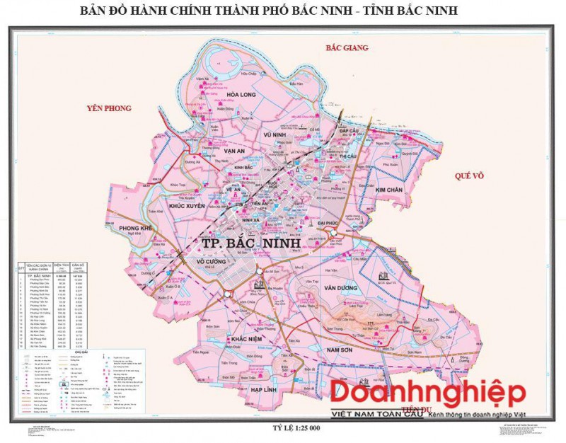 Bản đồ hành chính thành phố Bắc Ninh