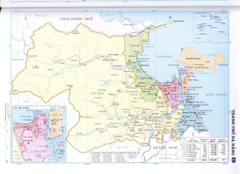 Bản đồ hành chính thành phố Đà Nẵng