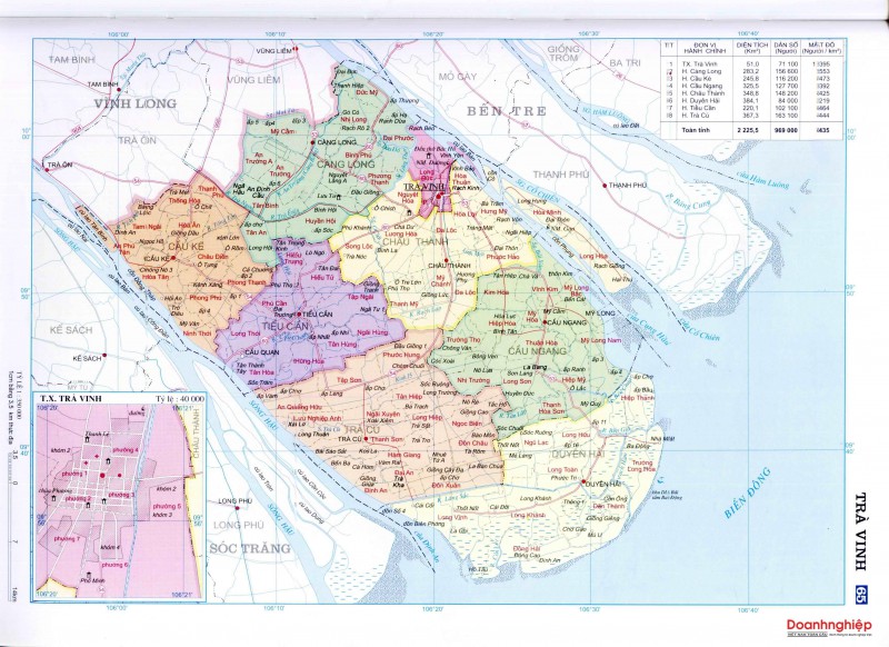 Bản đồ hành chính tỉnh Trà Vinh