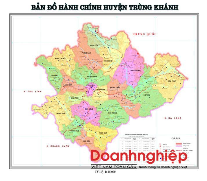 Bản đồ hành chính huyện Trùng Khánh