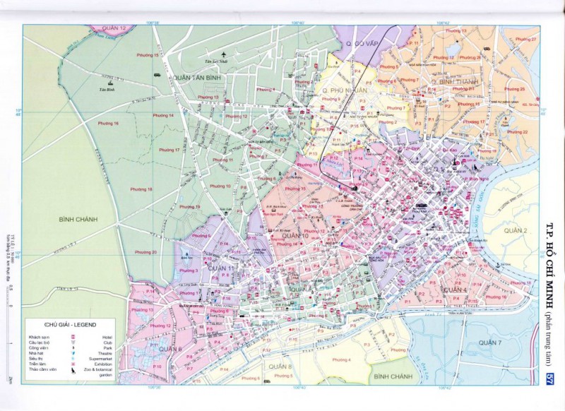 Bản đồ hành chính thành phố Hồ Chí Minh (nội thành)