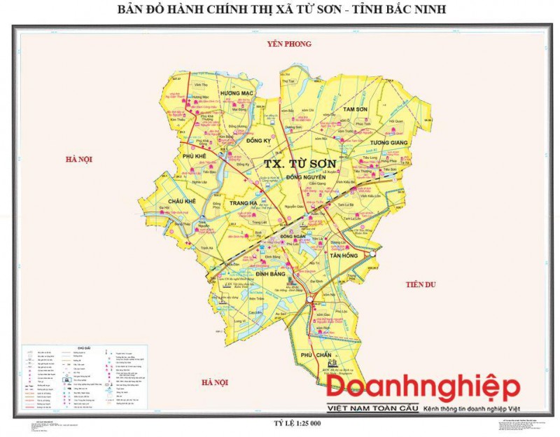 Bản đồ hành chính thị xã Từ Sơn
