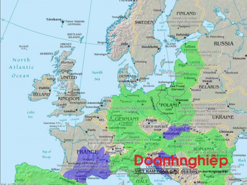Tìm hiểu vị trí địa lý qua bản đồ các nước Châu Âu